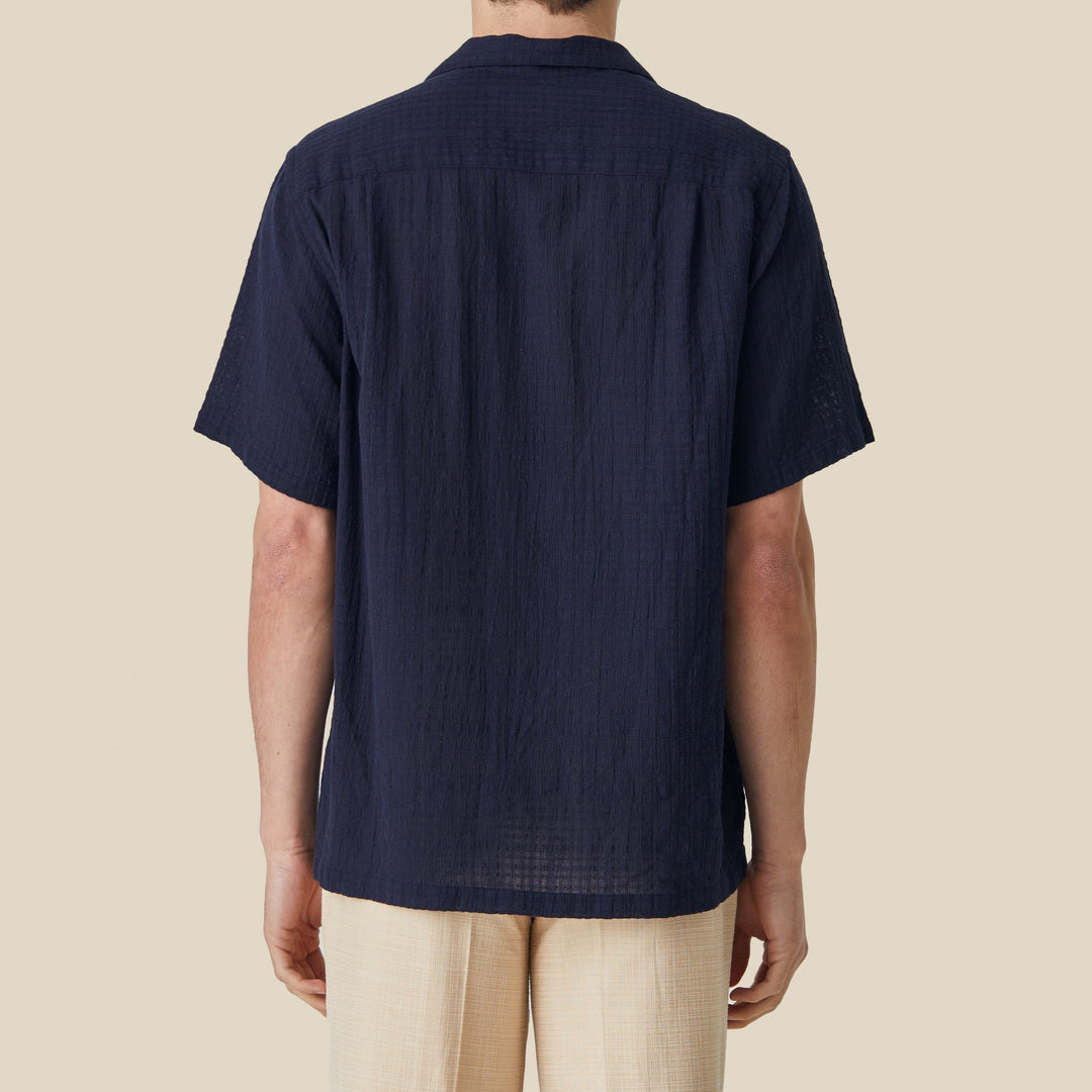 Portuguese Flannel Grain Shirt in Navy