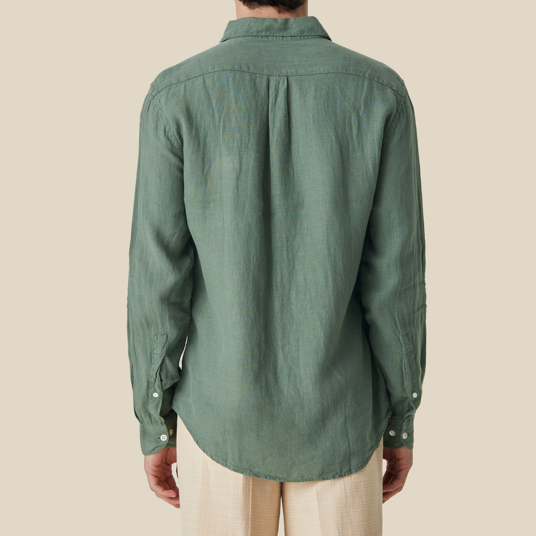 Portuguese Flannel Linen Shirt in Dry Green