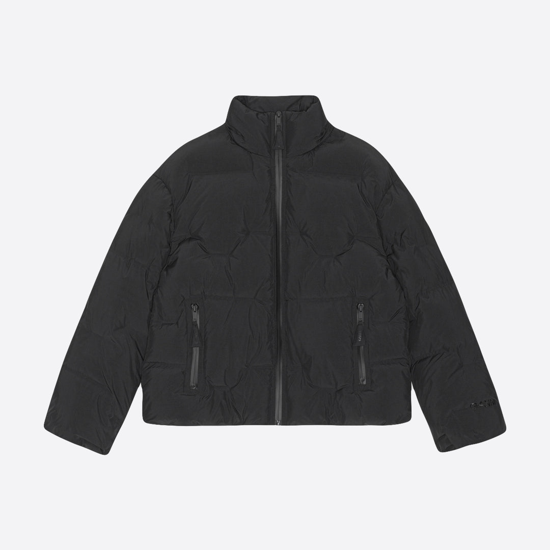 Ganni Soft Short Puffer Raglan Jacket in Black