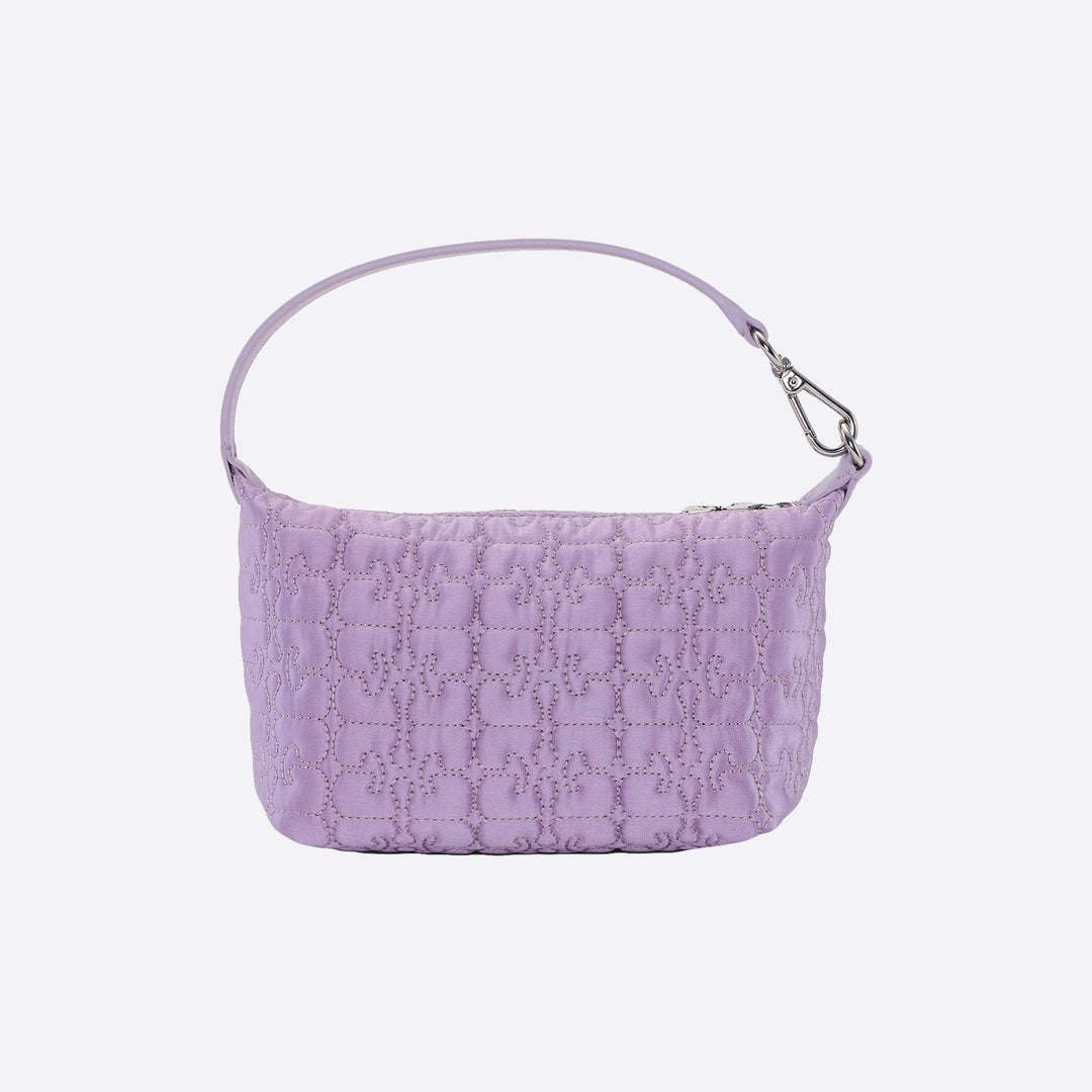 Ganni Small Butterfly Pouch Satin Bag in Light Lilac