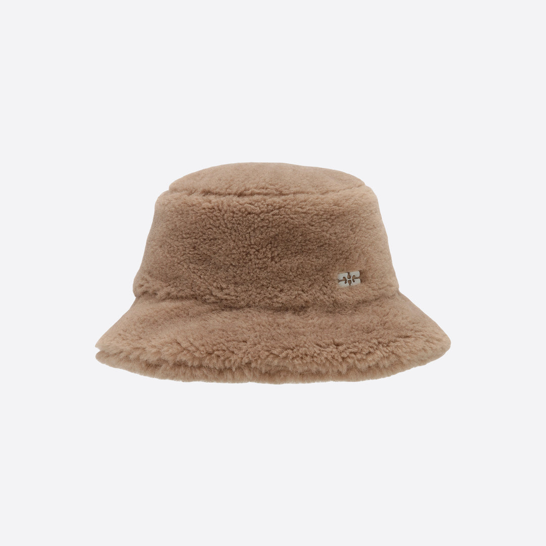 Ganni Recycled Fluffy Tech Bucket Hat in Oyster Grey