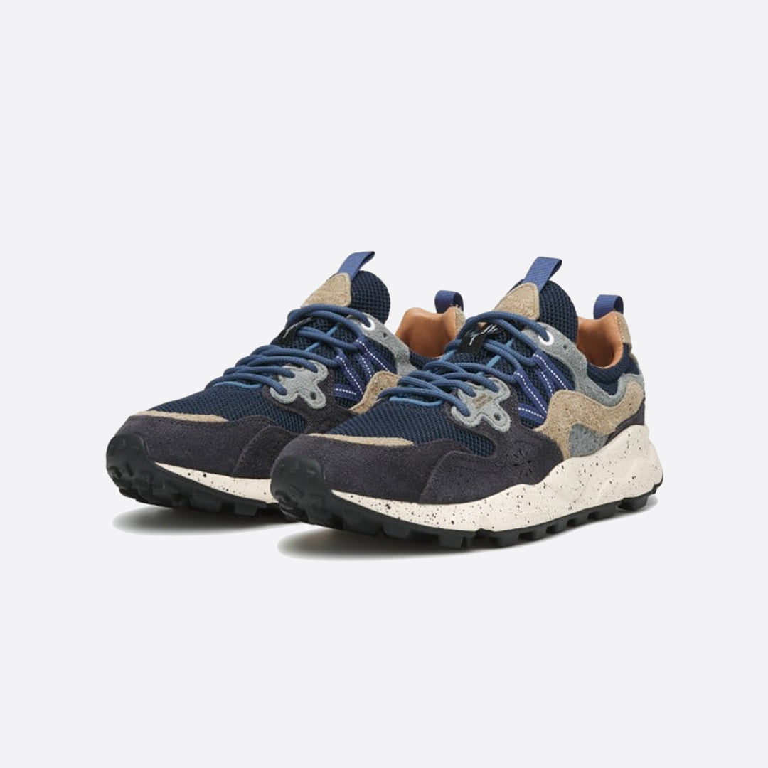 Flower Mountain Yamano 3 Mesh Trainers in Navy-Light Blue-Grey