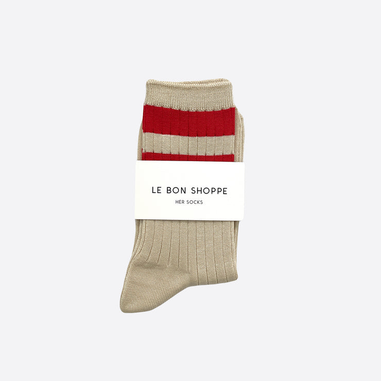 Le Bon Shoppe Her Varsity Socks in Red
