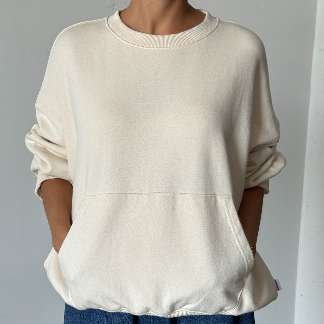 Le Bon Shoppe French Terry Poche Top in Naturel
