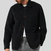 Portuguese Flannel Labura Overshirt in Black Corduroy