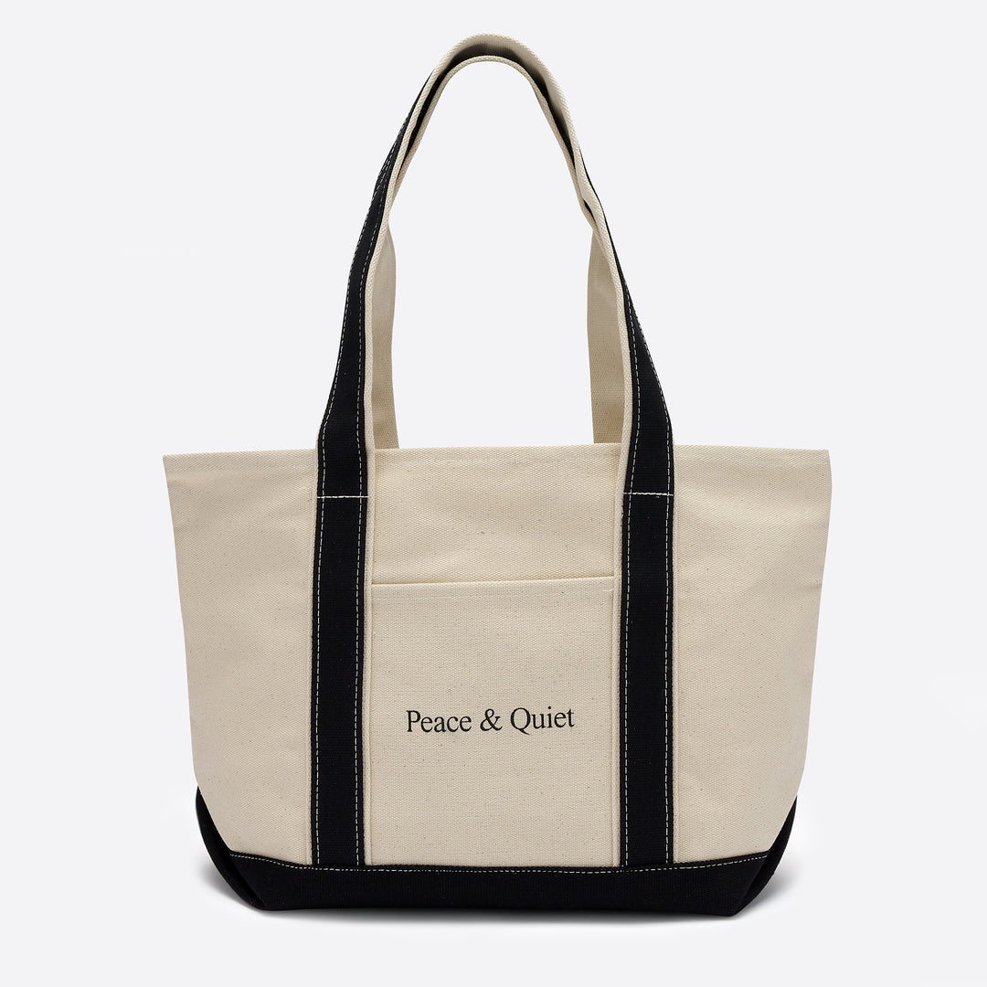 Museum of Peace and Quiet Classic Wordmark Boat Tote Bag in Black