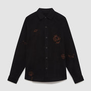 Wax London Fine Cord Trin Shirt in Black Market Stitch