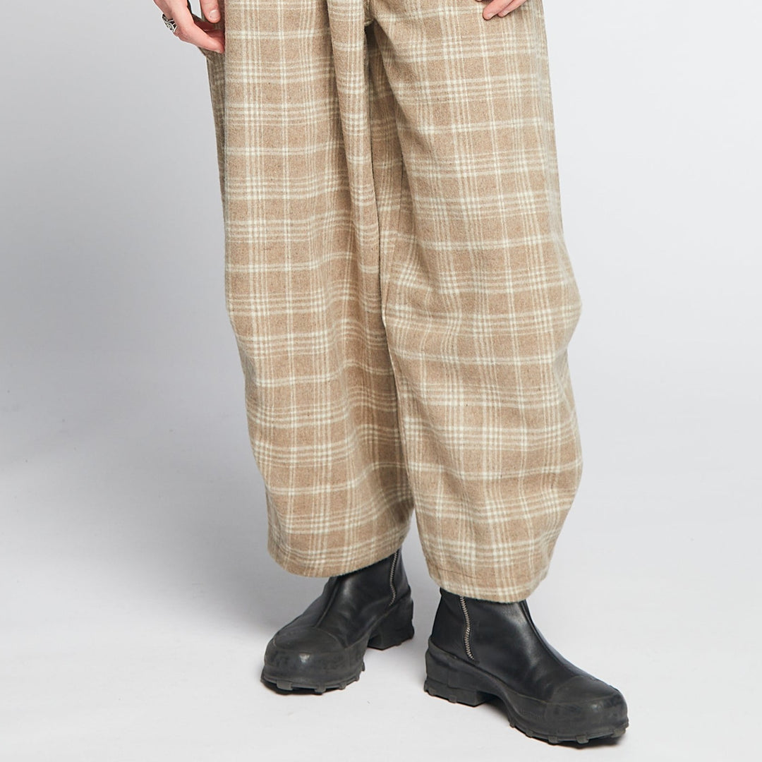 Girls of Dust Sultan Pants in Natural Oatmeal Check