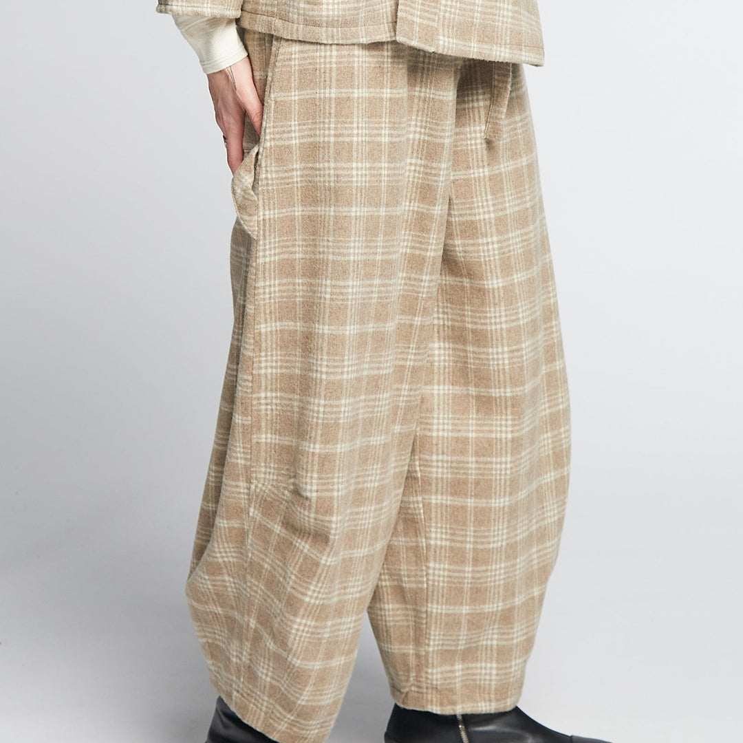 Girls of Dust Sultan Pants in Natural Oatmeal Check