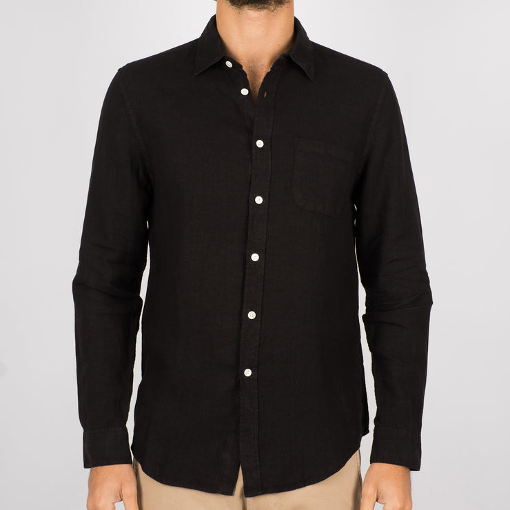 Portuguese Flannel Linen Shirt in Black