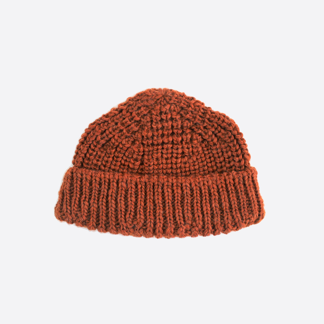 Câbleami Wool Short Watch Cap in Orange