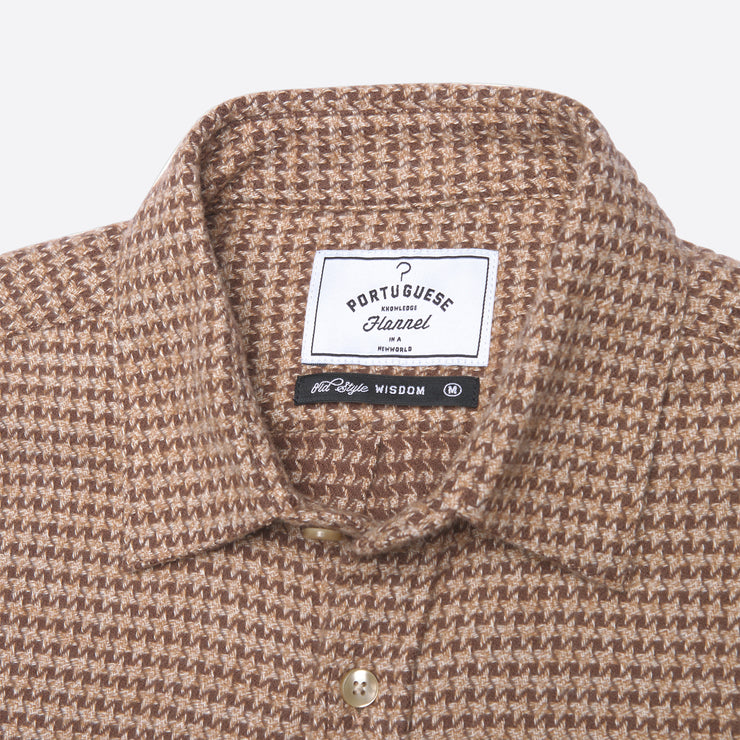 Portuguese Flannel Abstract Pied Poule Shirt in Brown
