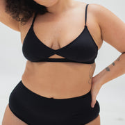 The Nude Label Cut Out Swim Top in Black