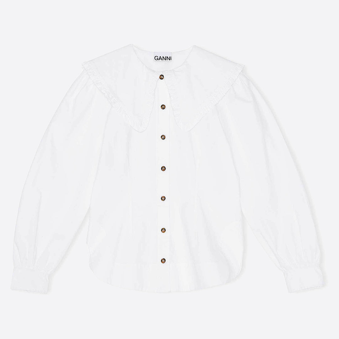 Ganni Cotton Poplin Shirt in White