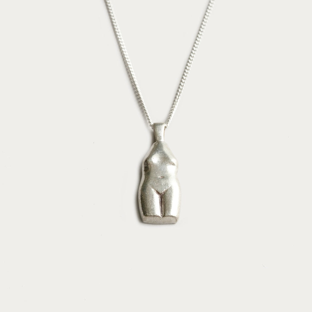 Wolf Circus Woman Vase Necklace in Silver