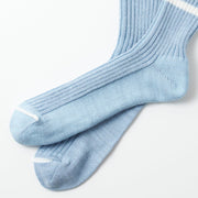 RoToTo Hemp Organic Cotton Stripe Socks in Morning Blue/White