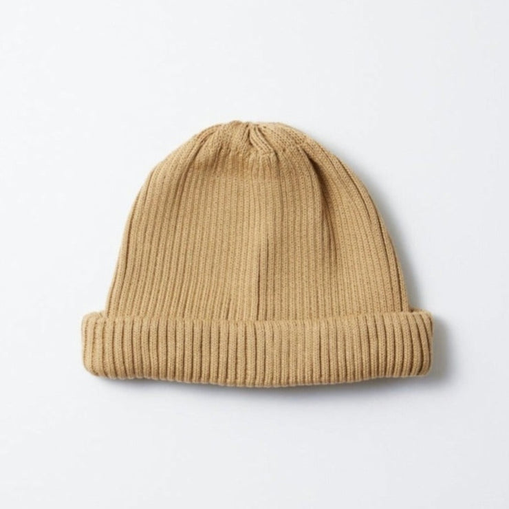 RoToTo Cotton Roll Up Beanie in Beige