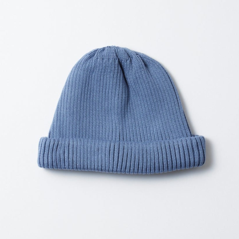 RoToTo Cotton Roll Up Beanie in Light Blue