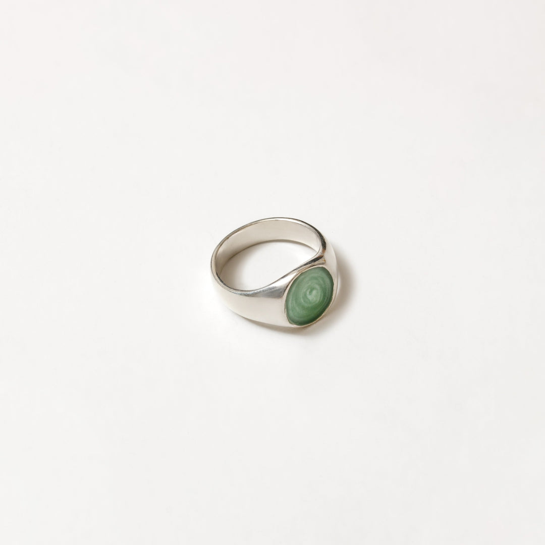 Wolf Circus Tosh Signet Ring in Green and Silver